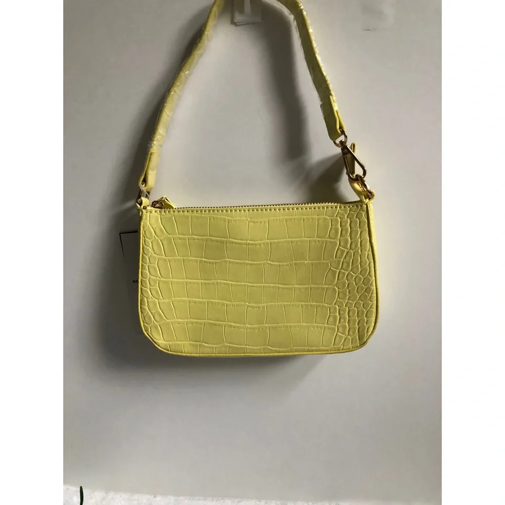 Olivia Miller Croc Millie Shoulder Bag, Lemon